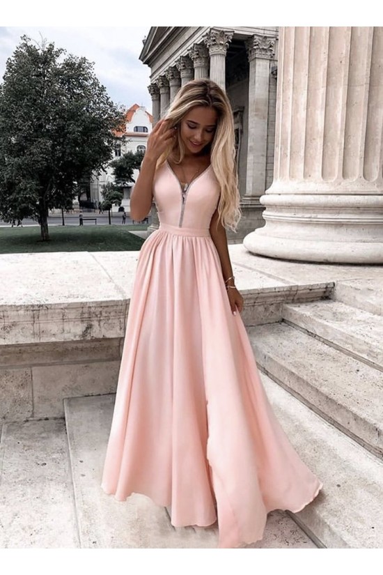 A-Line V-Neck Long Prom Dresses Formal Evening Gowns 6011019 A-Line V-Neck Long Prom Dresses Formal Evening Gowns 6011019