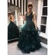 A-Line Tulle V-Neck Long Prom Dresses Formal Evening Gowns 6011022