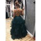 A-Line Tulle V-Neck Long Prom Dresses Formal Evening Gowns 6011022