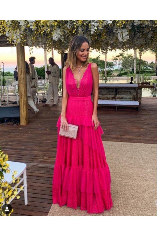 Elegant A-line V Neck Evening Dress Fashion Prom Gown Y6456
