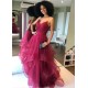 A-Line Tulle V-Neck Long Prom Dresses Formal Evening Gowns 6011035