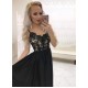A-Line Spaghetti Straps Lace Long Black Prom Dresses Formal Evening Gowns 6011040