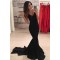 Long Black Mermaid V-Neck Prom Dresses Formal Evening Gowns 6011044