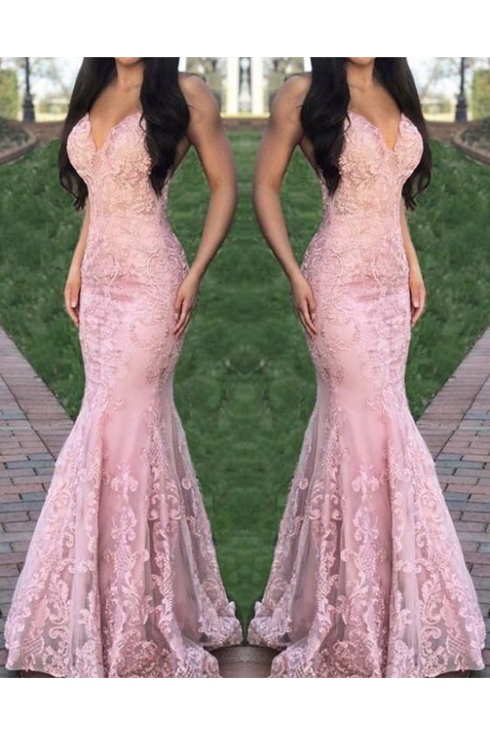 Mermaid Lace V-Neck Long Prom Dresses Formal Evening Gowns 6011074 Mermaid Lace V-Neck Long Prom Dresses Formal Evening Gowns 6011074