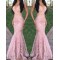 Mermaid Lace V-Neck Long Prom Dresses Formal Evening Gowns 6011074