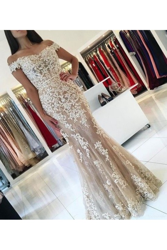 Mermaid Off-the-Shoulder Lace Long Prom Dresses Formal Evening Gowns 6011075 Mermaid Off-the-Shoulder Lace Long Prom Dresses Formal Evening Gowns 6011075