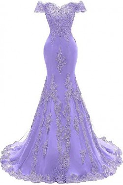 Mermaid Off-the-Shoulder Beaded Lace Long Prom Dresses Formal Evening Gowns 6011082