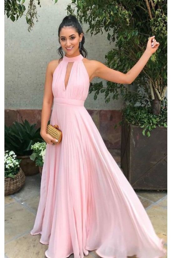 Trendy Pink A line Chiffon Prom Gown JTE576 main image 1