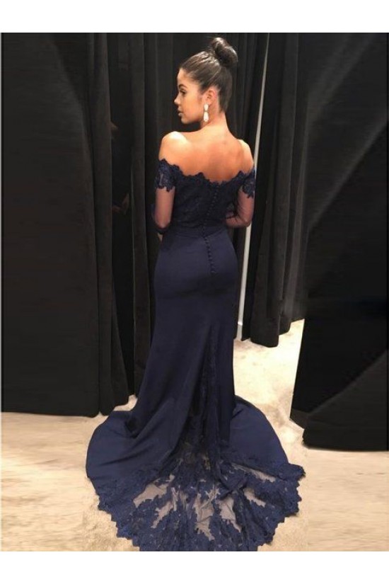 Elegant Mermaid Lace Long Sleeves Formal Evening Dresses Wedding Party Gowns 6011101 Elegant Mermaid Lace Long Sleeves Formal Evening Dresses Wedding Party Gowns 6011101
