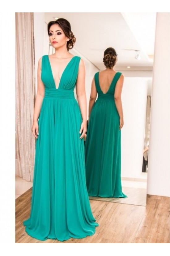 A-Line Chiffon V-Neck Long Formal Evening Dresses Wedding Party Gowns 6011115 A-Line Chiffon V-Neck Long Formal Evening Dresses Wedding Party Gowns 6011115