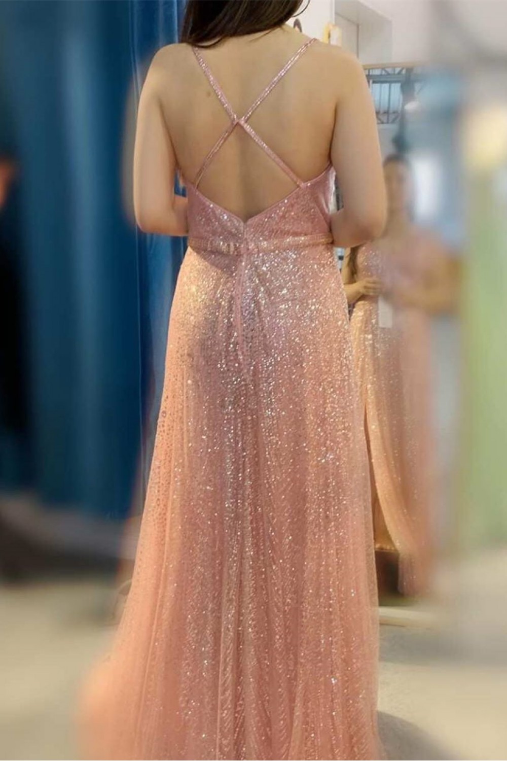 Elegant V-Neck A-Line Prom Dresses,Long Prom Dresses   cg13347 main image 0
