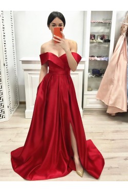 A-Line Off-the-Shoulder Long Prom Dresses Formal Evening Gowns 6011153