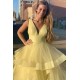 Long Yellow Tulle V-Neck Prom Dresses Formal Evening Gowns 6011189 Long Yellow Tulle V-Neck Prom Dresses Formal Evening Gowns 6011189