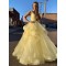 Long Yellow Tulle V-Neck Prom Dresses Formal Evening Gowns 6011189