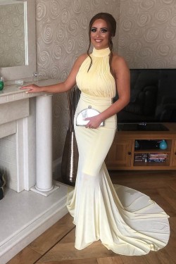 Mermaid Halter Long Prom Dresses Formal Evening Gowns 6011200