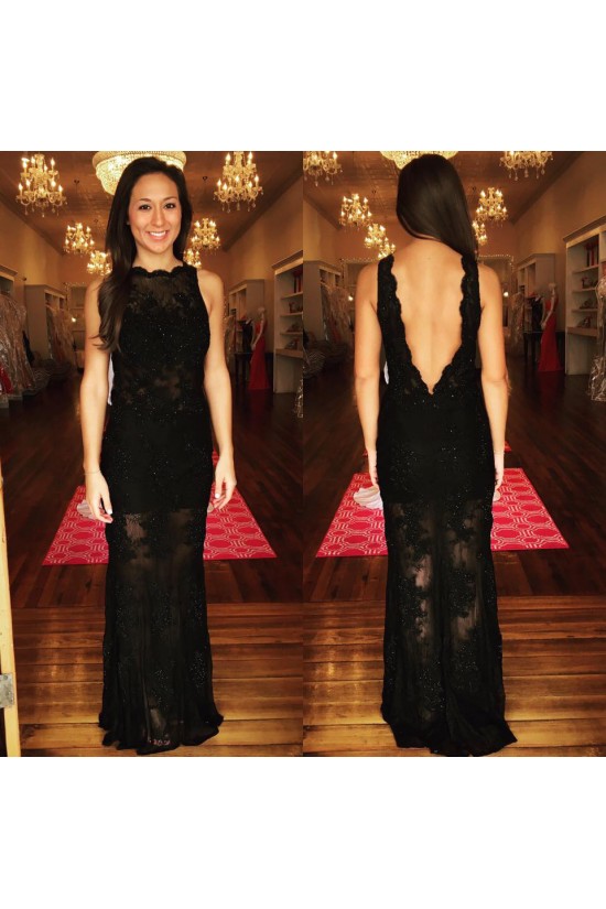 Long Black Beaded Lace Prom Dresses Formal Evening Gowns 6011209 Long Black Beaded Lace Prom Dresses Formal Evening Gowns 6011209