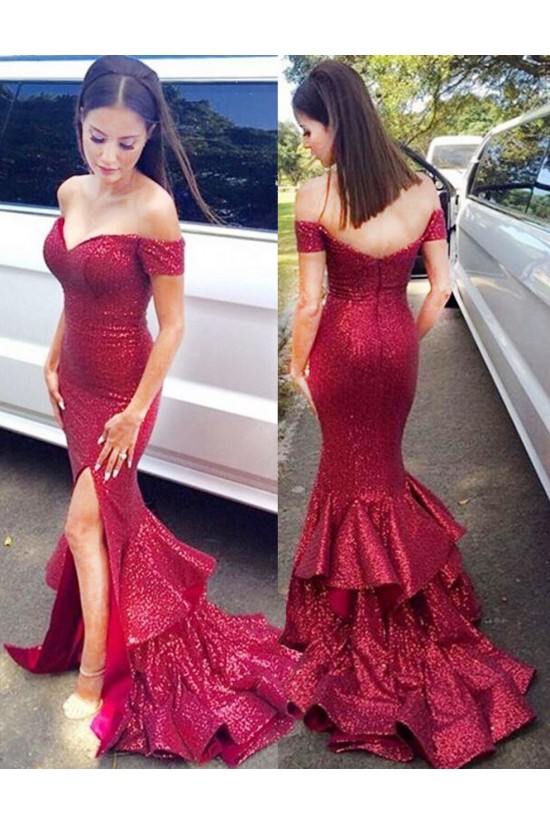 Mermaid Sequins Off-the-Shoulder Long Prom Dresses Formal Evening Gowns 6011218 Mermaid Sequins Off-the-Shoulder Long Prom Dresses Formal Evening Gowns 6011218