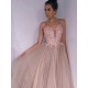 A-Line Tulle Lace Long Prom Dresses Formal Evening Gowns 6011242