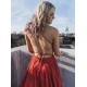 A-Line V-Neck Satin Long Prom Dresses Formal Evening Gowns 6011245