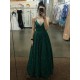 A-Line Sparkle Sequins Long Green Prom Dresses Formal Evening Gowns 6011264