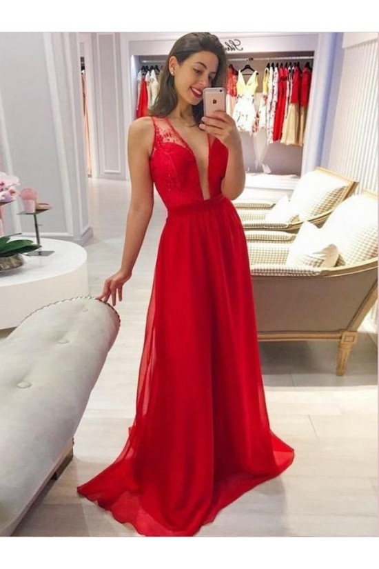 A-Line Long Red Prom Dresses Formal Evening Gowns 6011271 A-Line Long Red Prom Dresses Formal Evening Gowns 6011271
