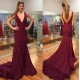 Mermaid V-Neck Sparkle Long Prom Dresses Formal Evening Gowns 6011279