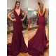 Mermaid V-Neck Sparkle Long Prom Dresses Formal Evening Gowns 6011279