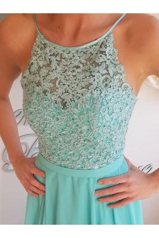 A-Line Chiffon Lace Long Prom Dresses Formal Evening Gowns 6011294