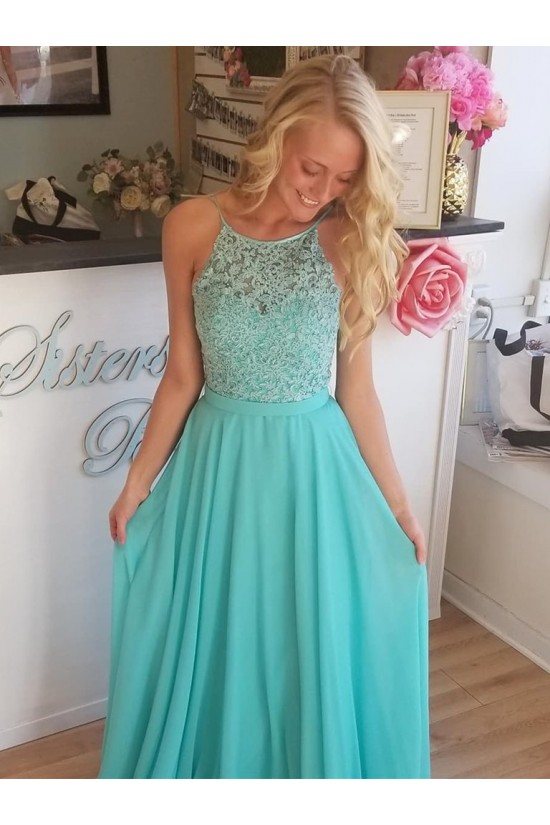 ALine Chiffon Lace Long Prom Dresses Formal Evening Gowns 6011294