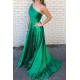 A-Line Beaded One-Shoulder Long Green Prom Dresses Formal Evening Gowns 6011315