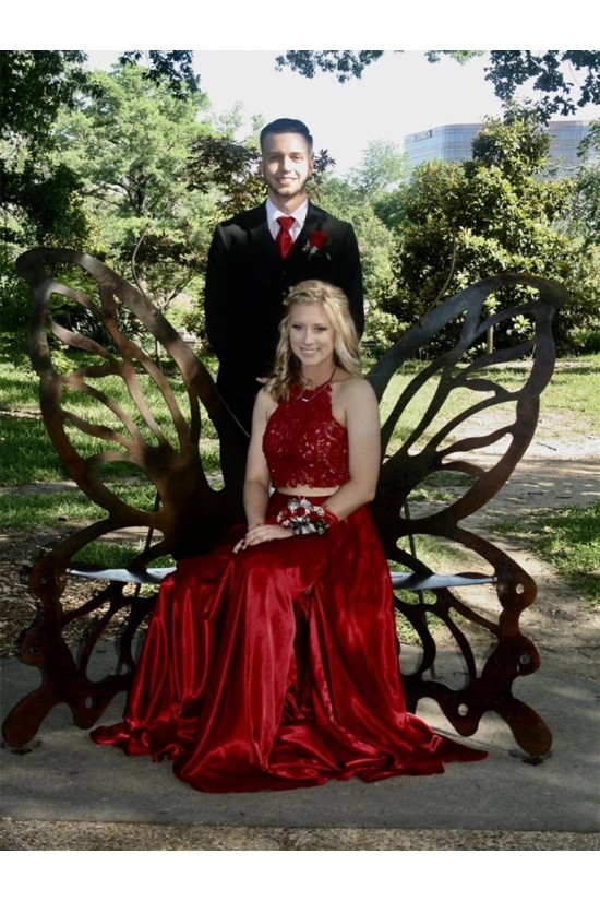 A-Line Beaded Two Pieces Long Prom Dresses Formal Evening Gowns 6011343