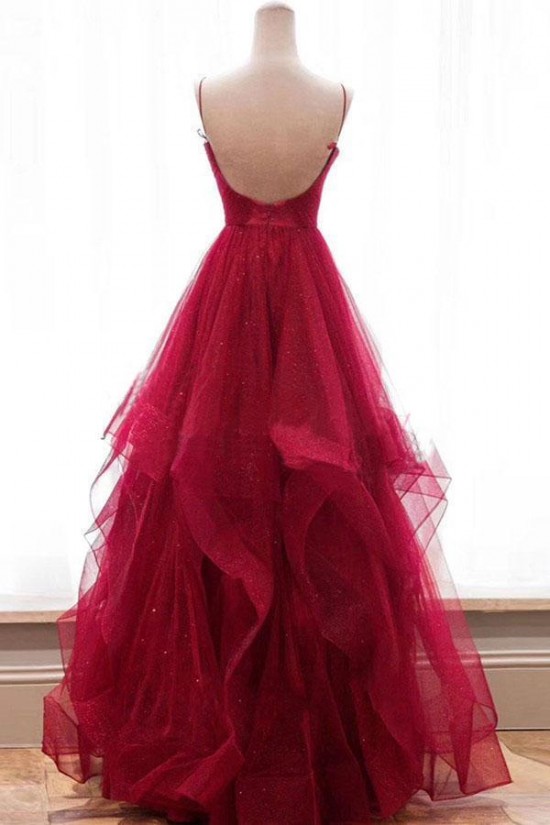 A-Line Sequins Tulle V-Neck Long Prom Dresses Formal Evening Gowns 6011366 A-Line Sequins Tulle V-Neck Long Prom Dresses Formal Evening Gowns 6011366