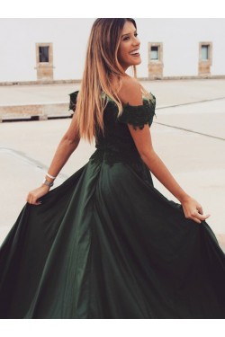 A-Line Lace Off-the-Shoulder Long Prom Dresses Formal Evening Gowns 6011368