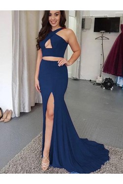 Mermaid Two Pieces Long Prom Dresses Formal Evening Gowns 6011386