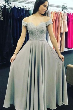 A-Line Lace Off-the-Shoulder Long Prom Dresses Formal Evening Gowns 6011395
