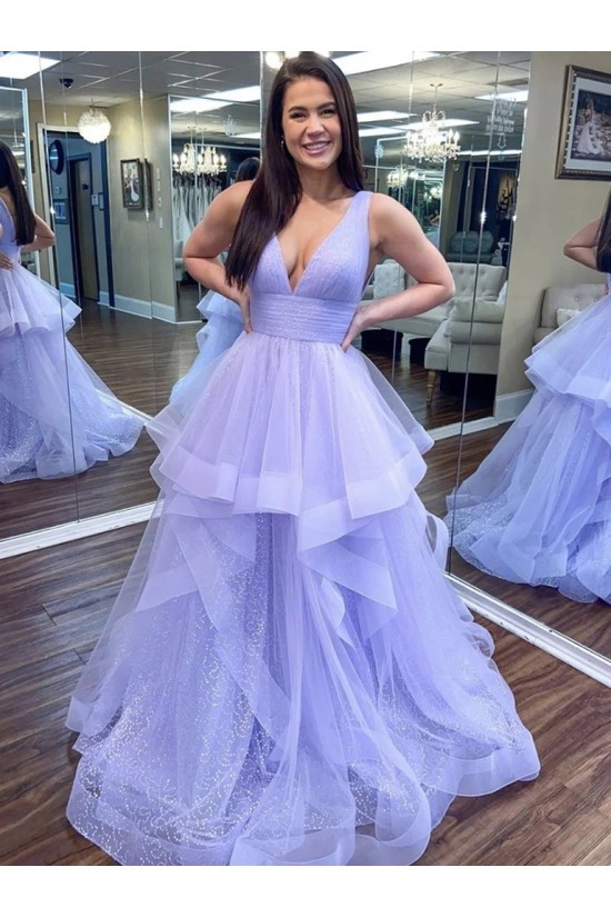A-Line Tulle V-Neck Long Prom Dresses Formal Evening Gowns 6011401 A-Line Tulle V-Neck Long Prom Dresses Formal Evening Gowns 6011401