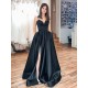 A-Line Long Black Prom Dresses Formal Evening Gowns 6011405