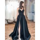A-Line Long Black Prom Dresses Formal Evening Gowns 6011405