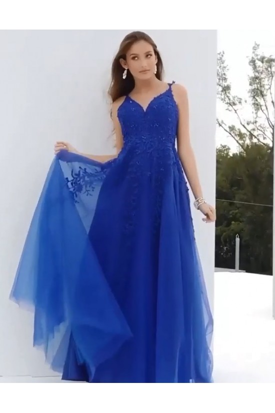 Pretty A Line Halter Tulle Sequin Beaded Long Prom Dress, Evening Dress