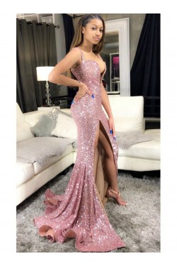 Mermaid Sequins Long Prom Dresses Formal Evening Gowns 6011494