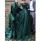 A-Line Long Sleeves Lace Satin Long Prom Dresses Formal Evening Gowns 6011512