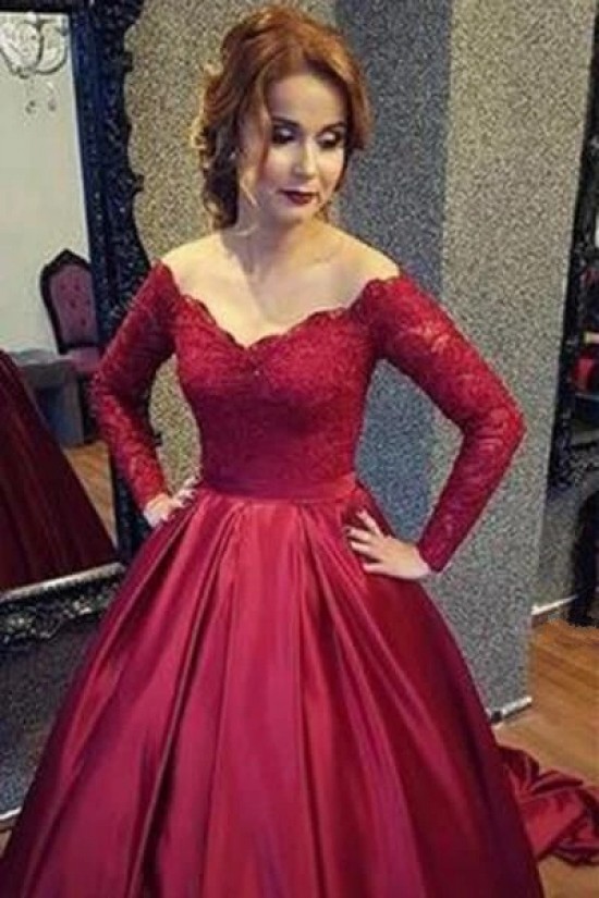 Ball Gown Beaded Lace Long Sleeves Prom Dresses Formal Evening Gowns 6011521 Ball Gown Beaded Lace Long Sleeves Prom Dresses Formal Evening Gowns 6011521