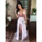 A-Line Deep V-Neck Long Prom Dresses Formal Evening Gowns 6011557