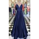 A-Line Long Satin V-Neck Prom Dresses Formal Evening Gowns 6011591 A-Line Long Satin V-Neck Prom Dresses Formal Evening Gowns 6011591
