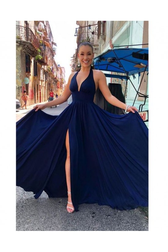 A-Line Simple V-Neck Long Prom Dresses Formal Evening Gowns 6011595 A-Line Simple V-Neck Long Prom Dresses Formal Evening Gowns 6011595