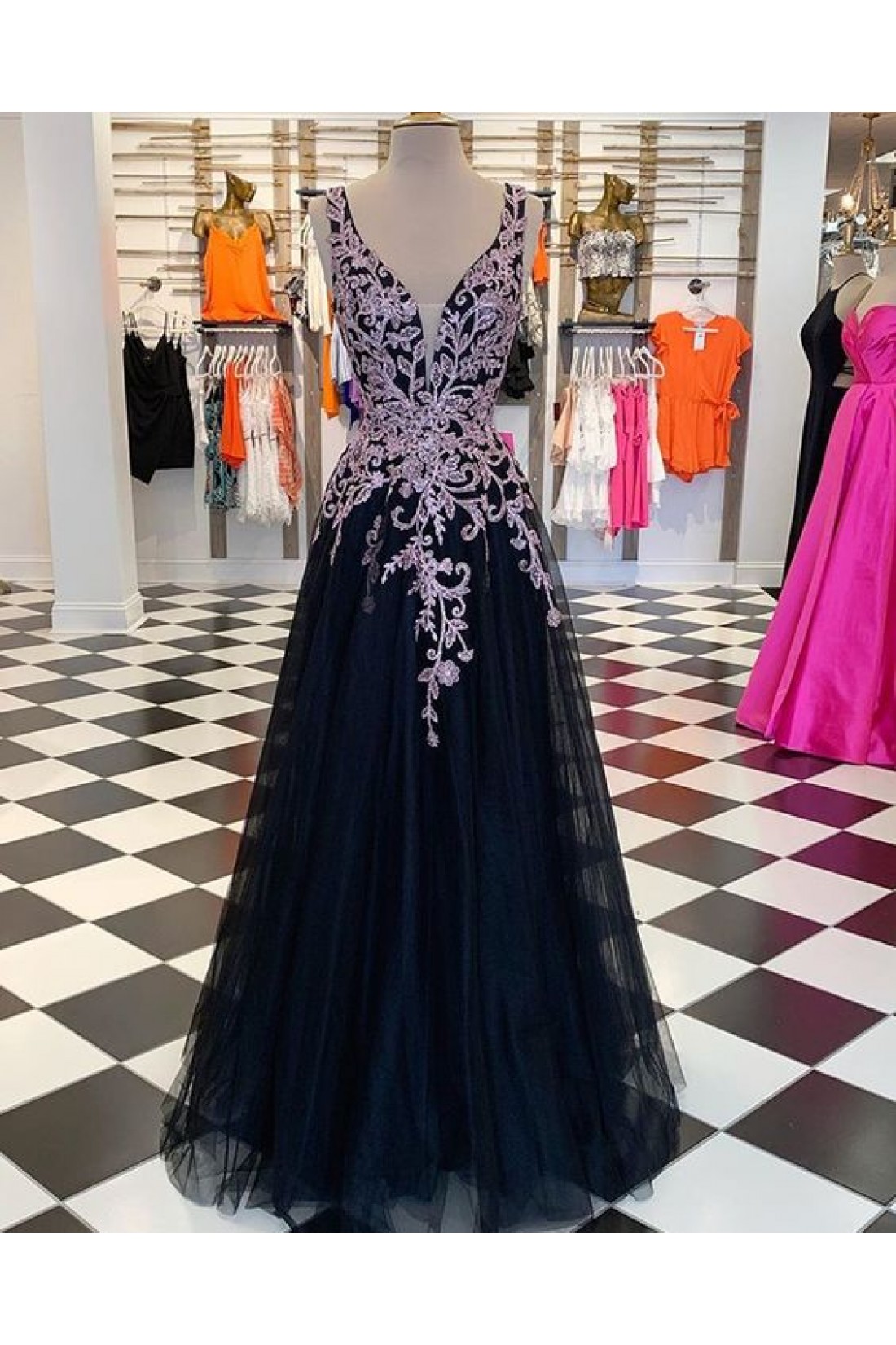 A-line Beaded Luxurious Fashion Formal Evening Dresses Sleeveless Floor Length Prom Dresses main image 1