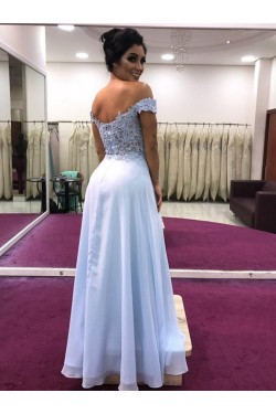 A-Line Beaded Lace Off-the-Shoulder Long Prom Dresses Formal Evening Gowns 6011608