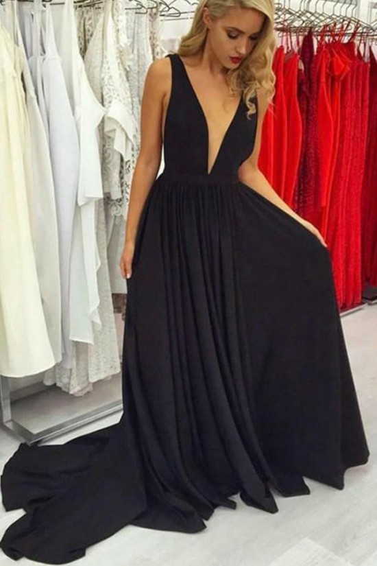 A-Line Long Chiffon V-Neck Prom Dresses Formal Evening Gowns 6011645 A-Line Long Chiffon V-Neck Prom Dresses Formal Evening Gowns 6011645
