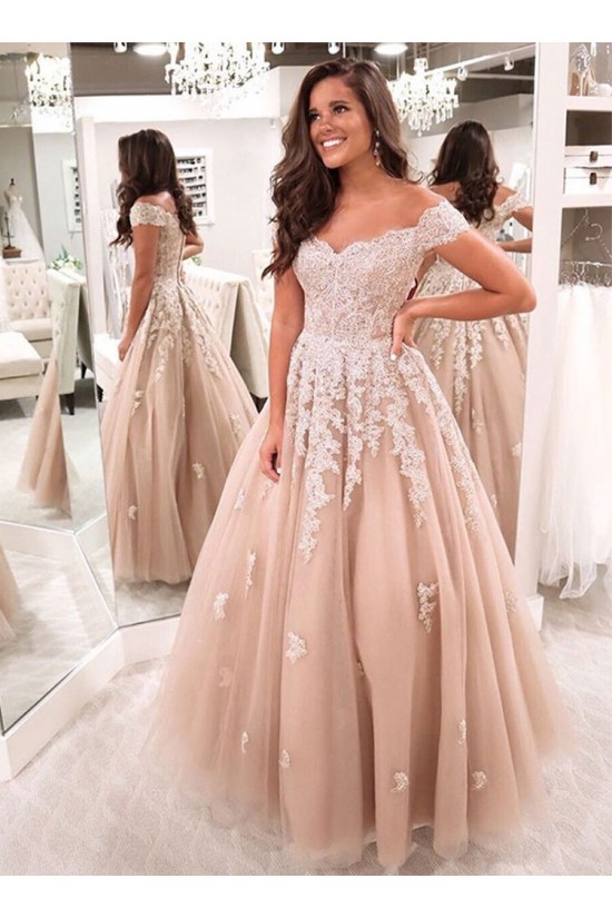 A-Line Off-the-Shoulder Lace Long Prom Dresses Formal Evening Gowns 601817 A-Line Off-the-Shoulder Lace Long Prom Dresses Formal Evening Gowns 601817