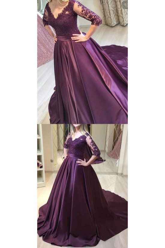 Ball Gown Lace V-Neck Long Prom Dresses Formal Evening Gowns 601821 Ball Gown Lace V-Neck Long Prom Dresses Formal Evening Gowns 601821